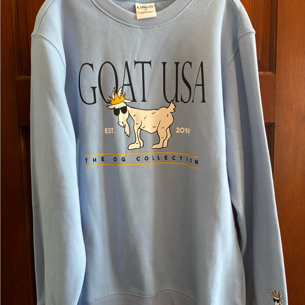 GOAT USA Light Blue Crewneck Sweatshirt - Size Small - Like new
